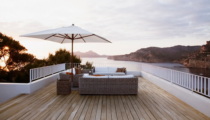residential deck by shore