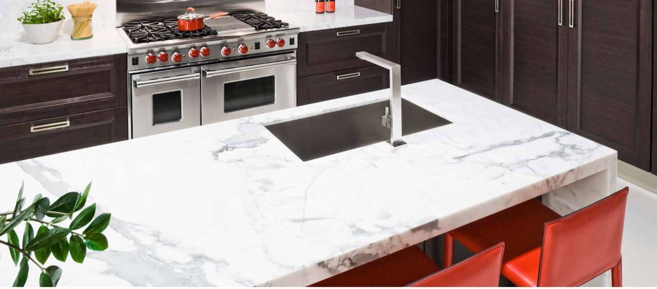 marble countertop in home kitchen