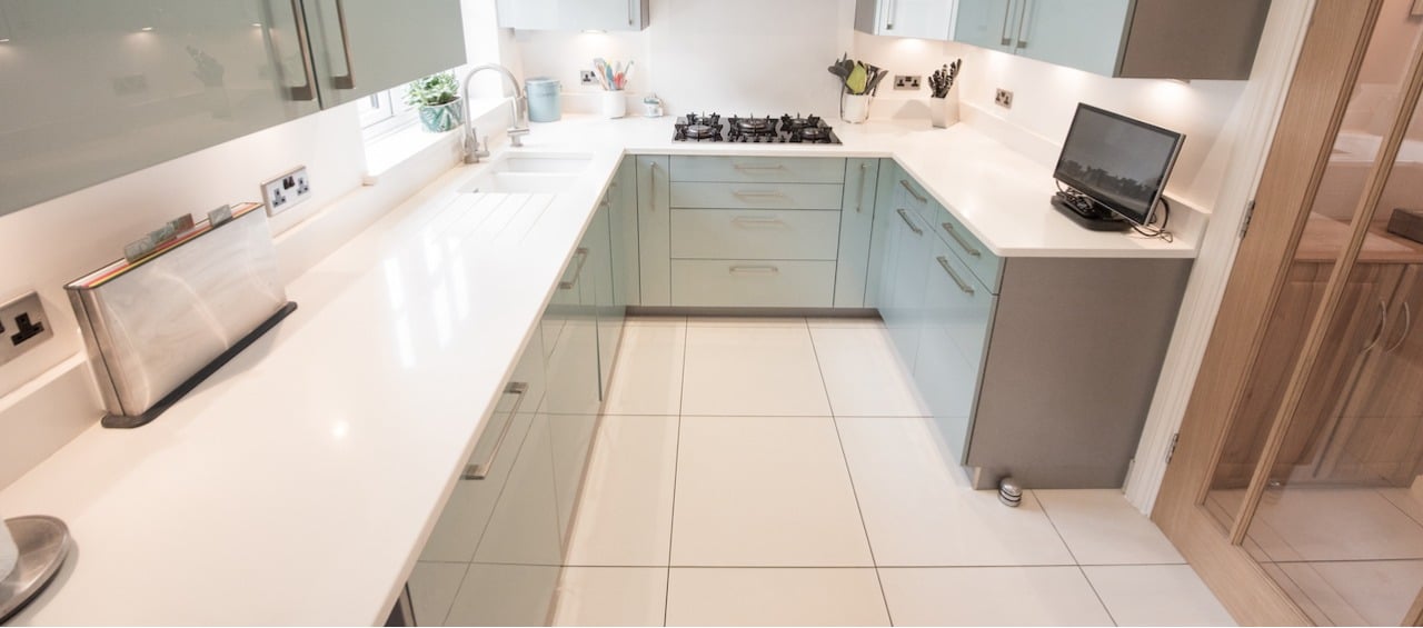 quartz countertop in home kitchen