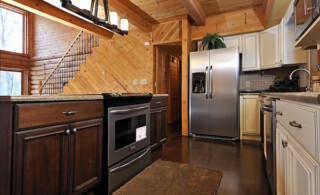 Kitchen with wood paneling