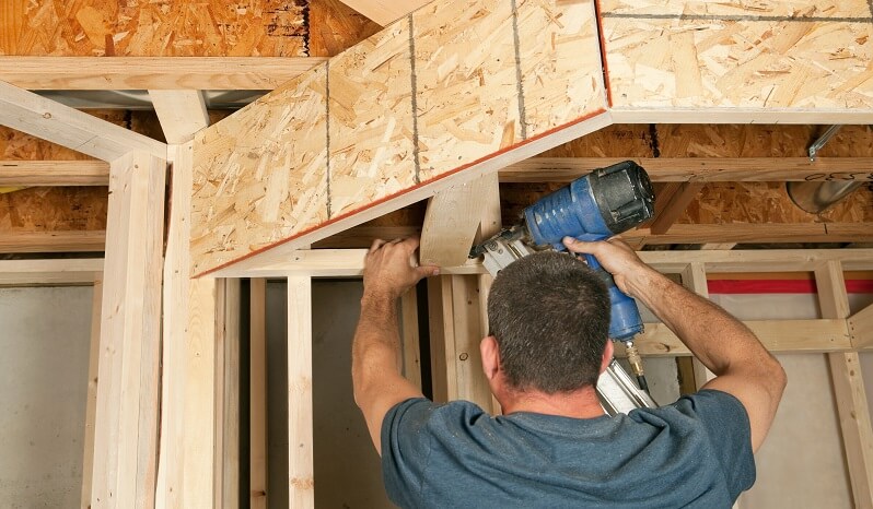 contractor finishing a basement