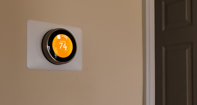 Smart Thermostat Set to 74 Degrees Farenheit
