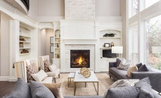 White fireplace in living room