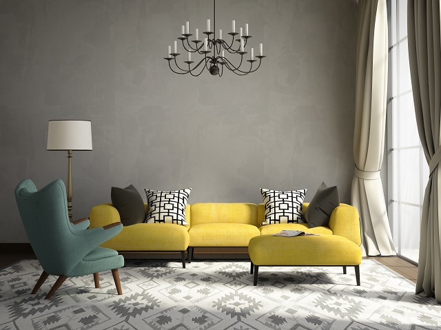 Living room design using 60:30:10 color ratio