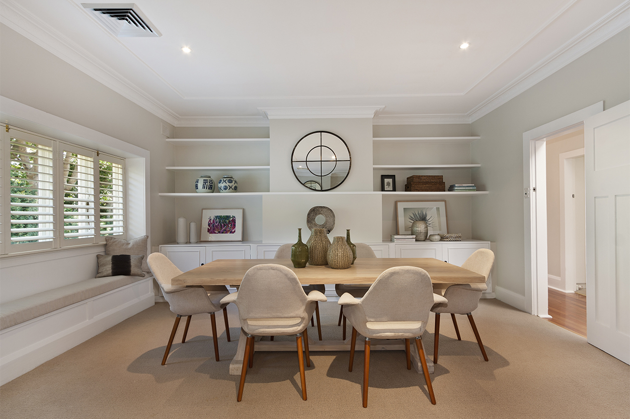 modern beige dining room