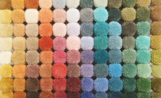 colorful palette of round carpet samples