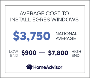 the average cost to install an egress window is $3,750, or $900 to $7,800.