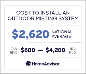 the cost to install an outdoor misting system is $600 or $200 to $4,200