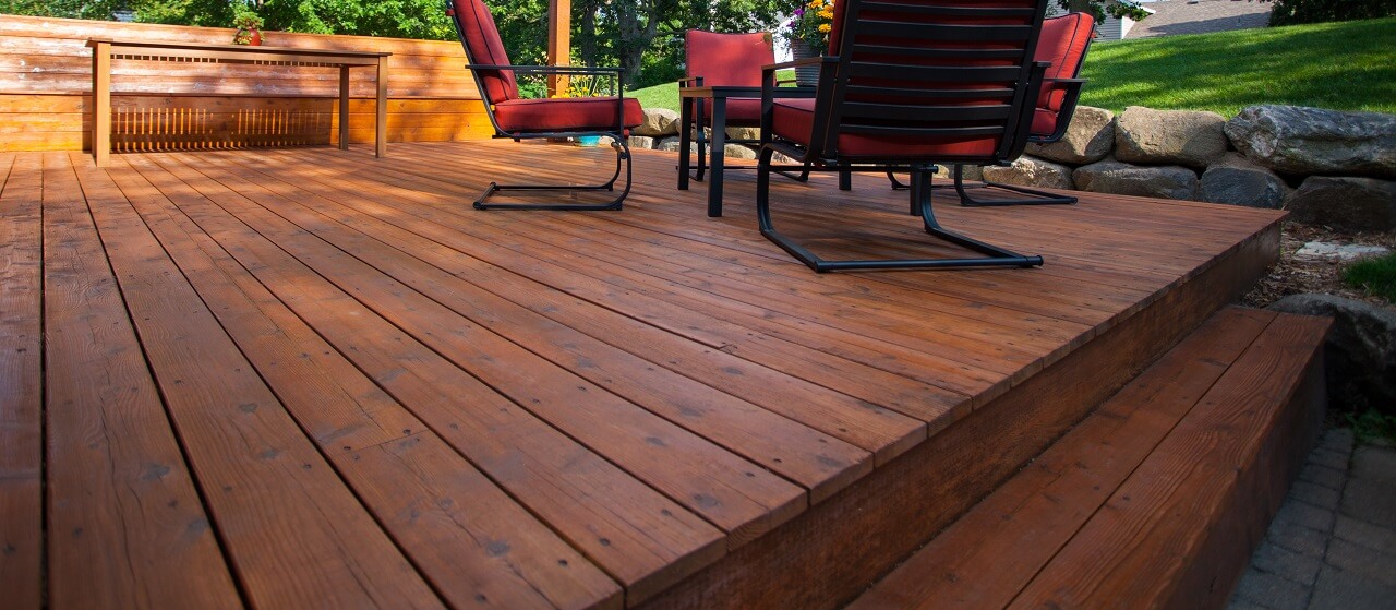 close-up of a cedar deck