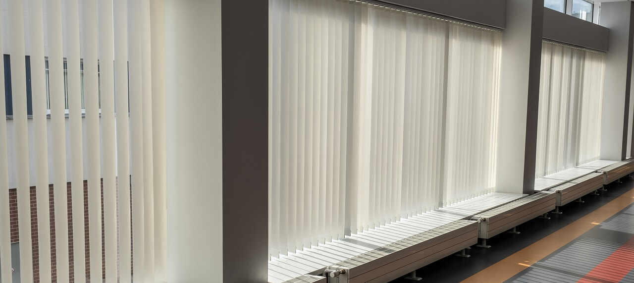vertical blinds in an office conference room