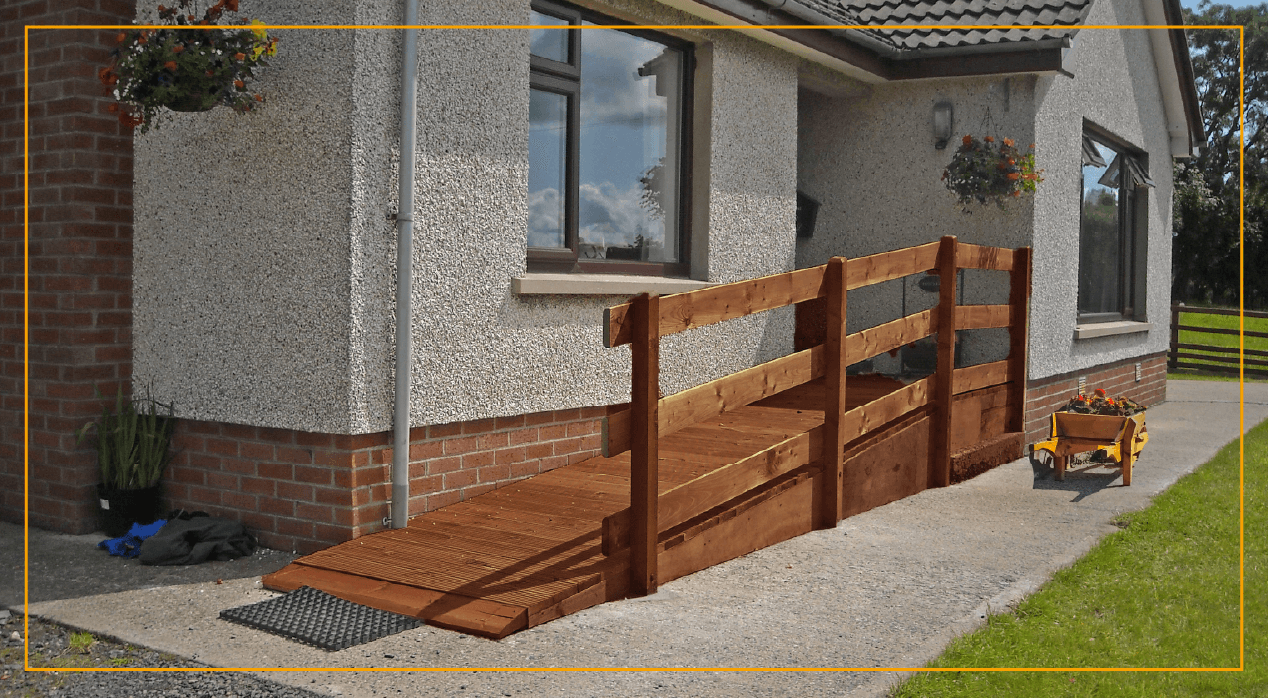 Exterior of house with wheelchair ramp