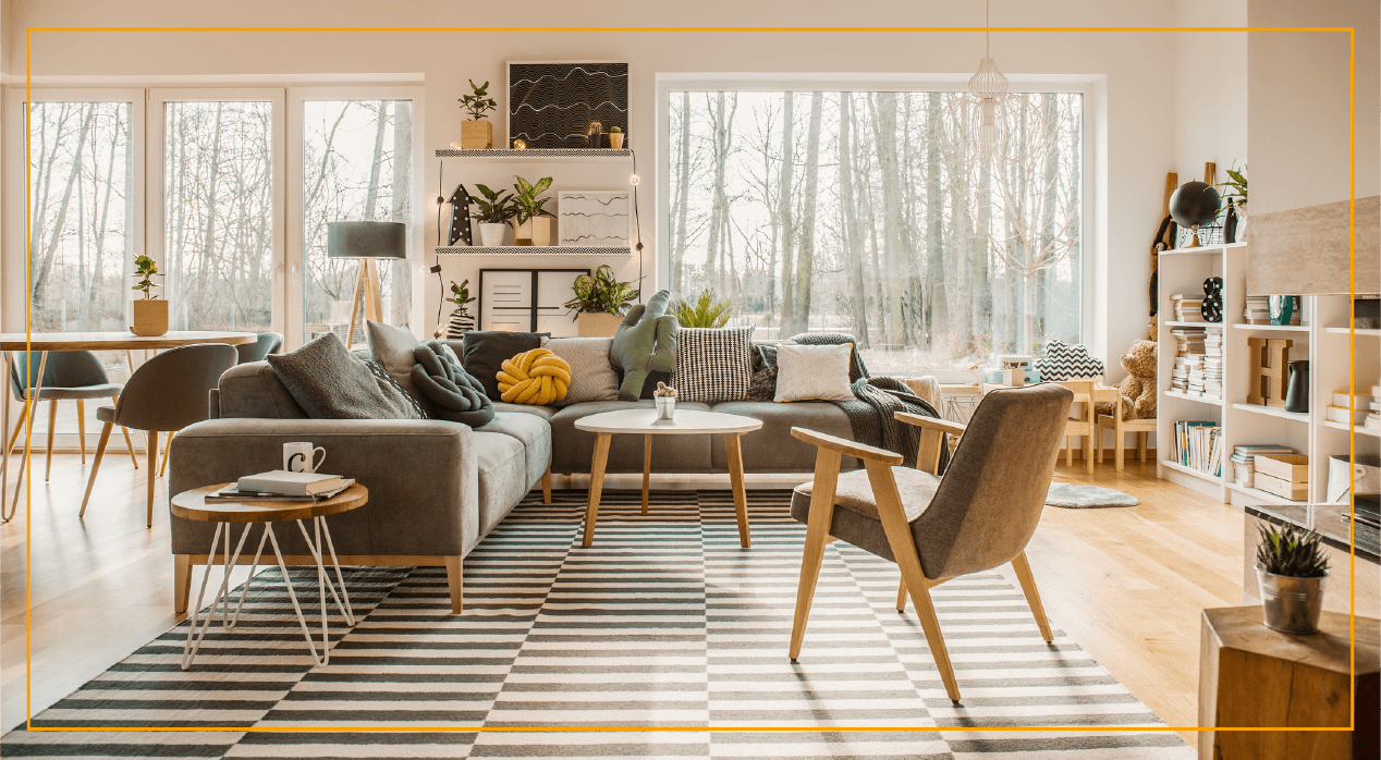 Area rug in living room