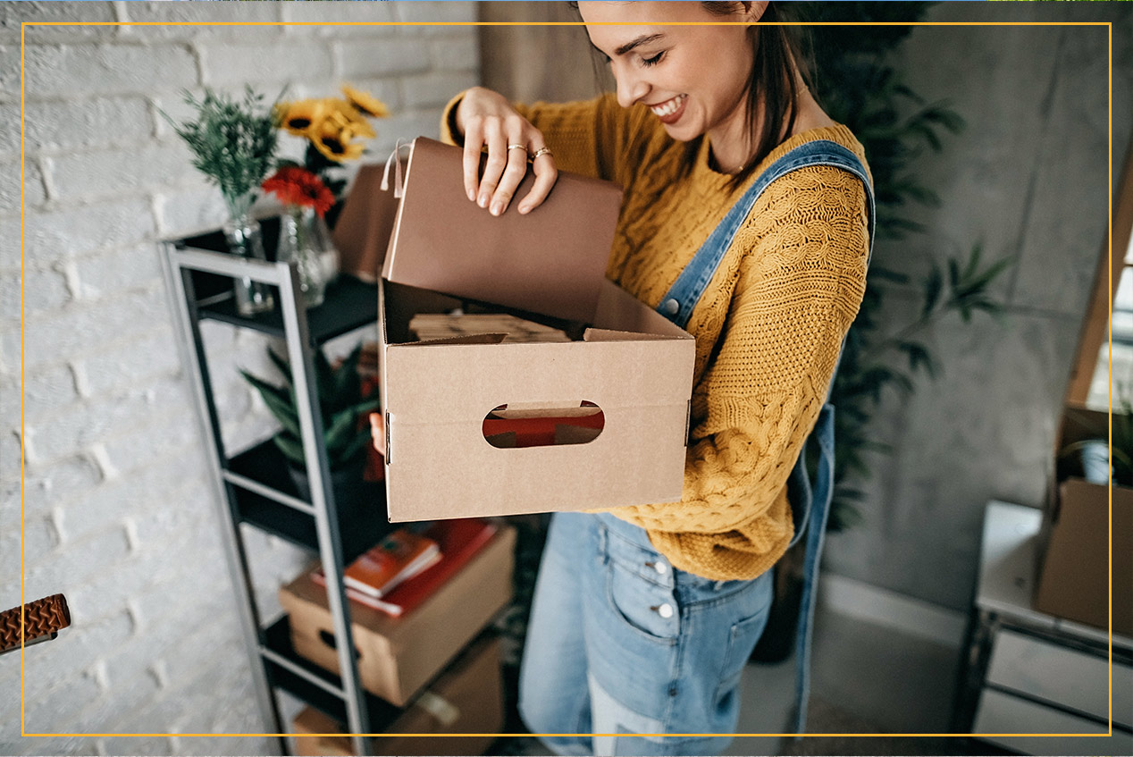 woman packing box