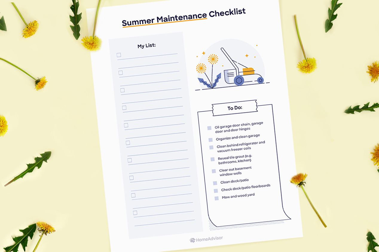 summer home maintenance checklist mockup