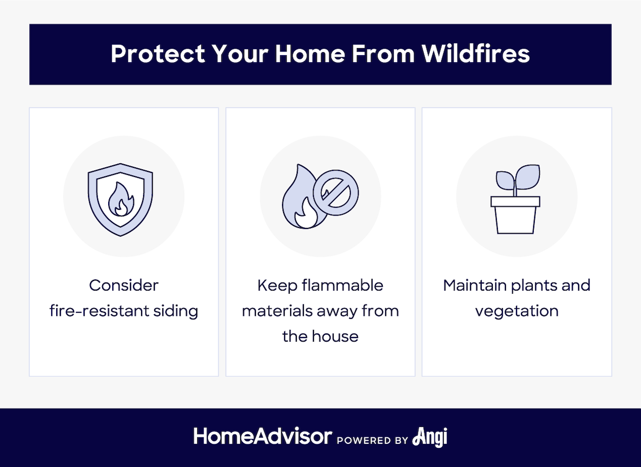 An infographic with tips for how to protect your home from wildfires