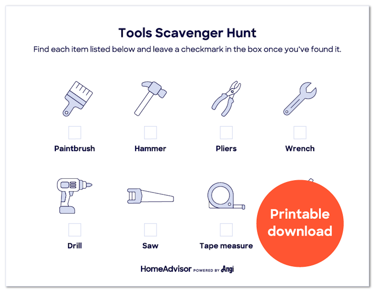 tools scavenger hunt worksheet