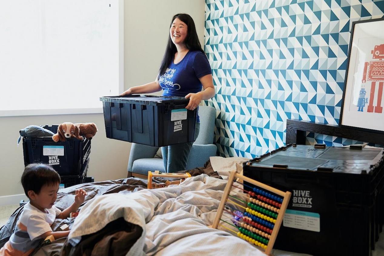 Woman packing items