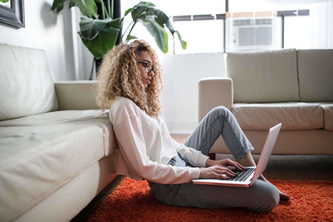 woman on her computer