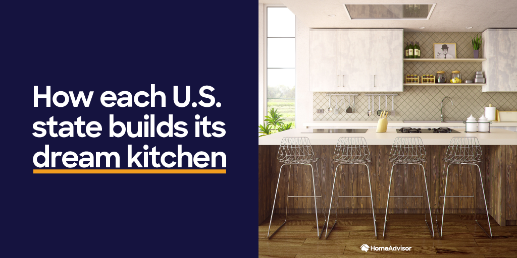 Title graphic of “How Each U.S. State Builds Its Dream Kitchen”