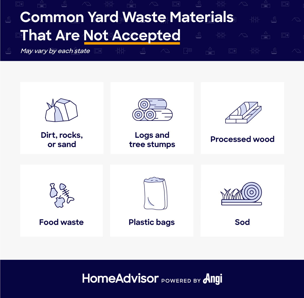 common yard waste materials that are not accepted