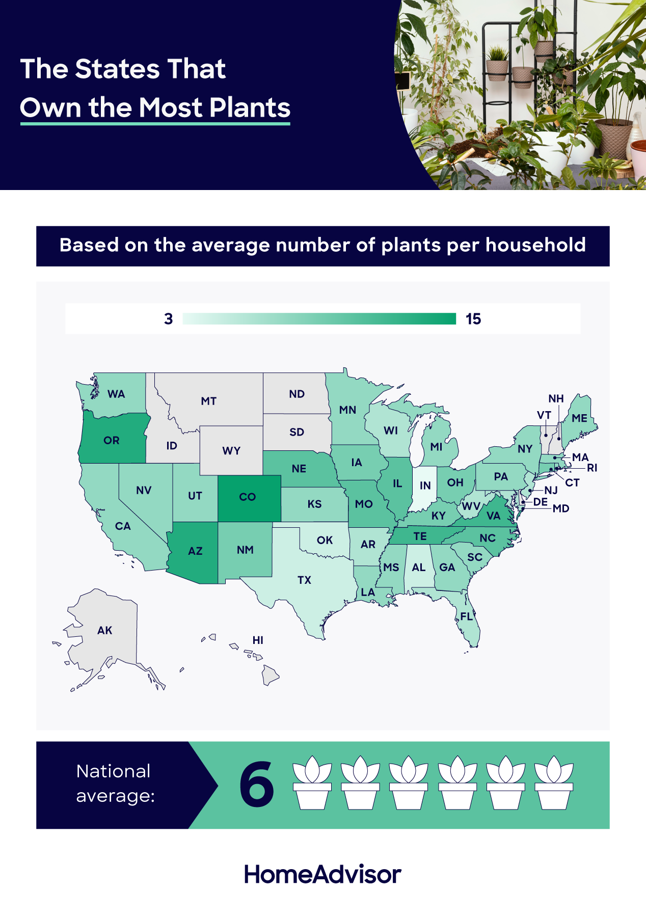 states that own the most plants